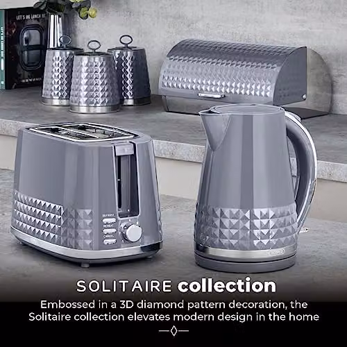 Tower Solitaire Roll Top Stainless Steel Bread Bin, Grey, W: 39.0 cm, D: 27.5 cm, H: 19.0 cm – 5