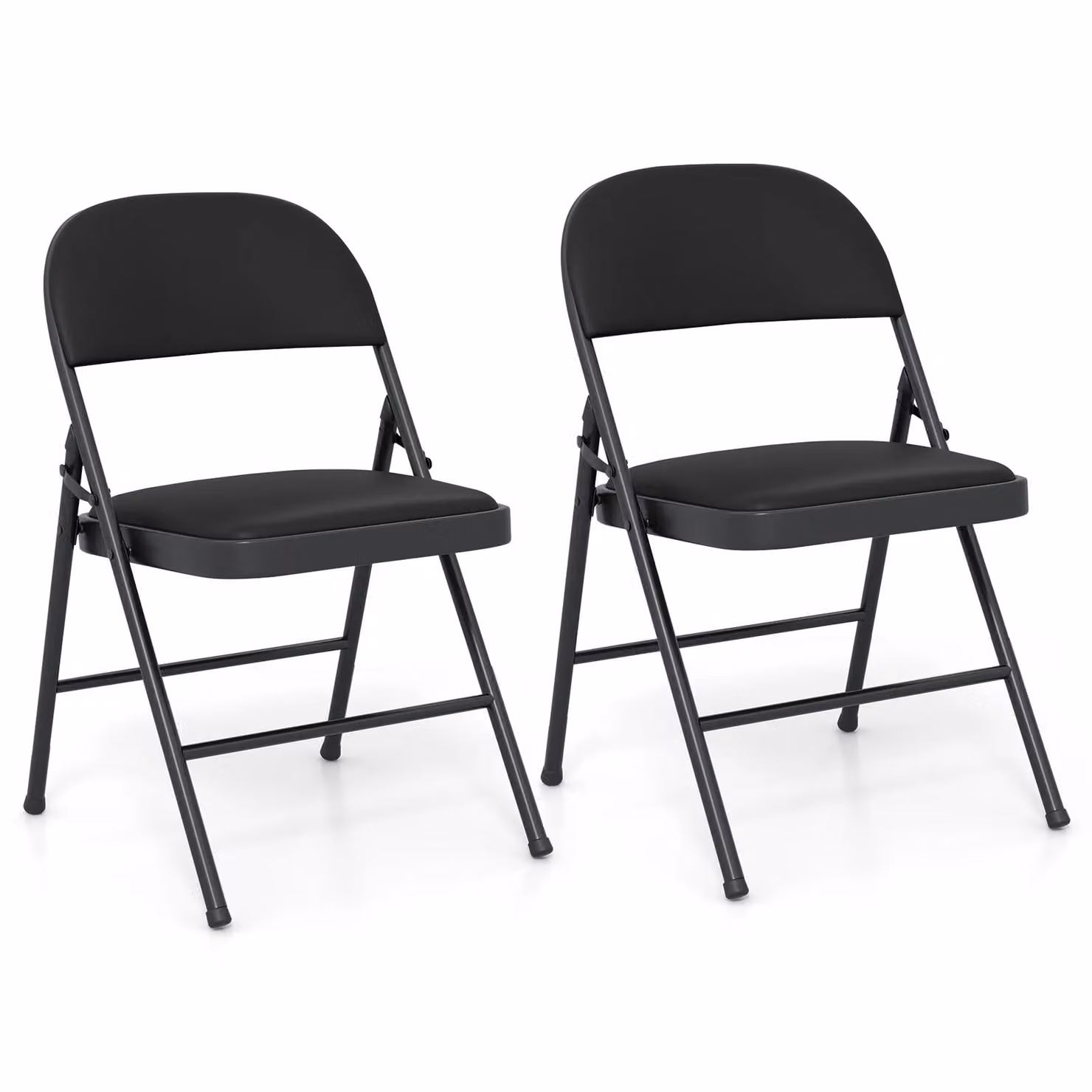 Gymax 2 Pack Padded Folding Party Chairs with Metal Frame in Black – 5