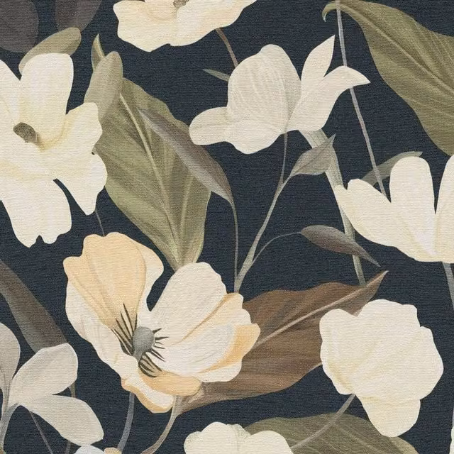 Erismann Fairy Blossom Floral Vinyl Wallpaper in Black