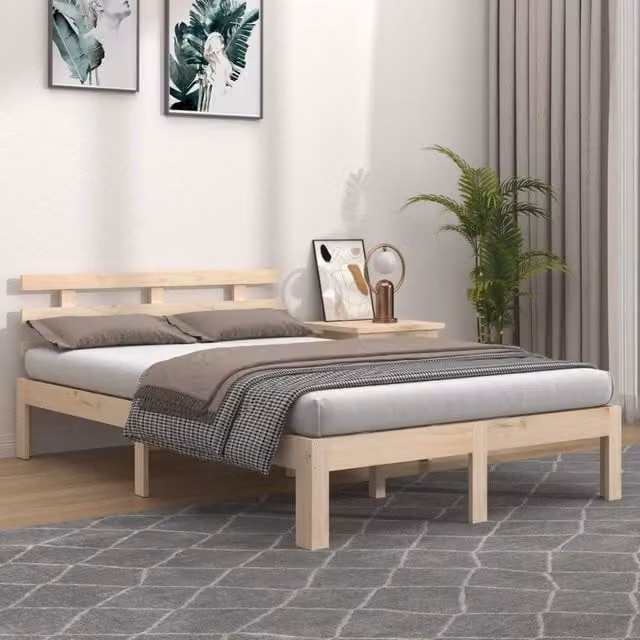 Berkfield Home Solid Wood Pine Bed Frame in Brown, W: 140 cm, D: 200 cm