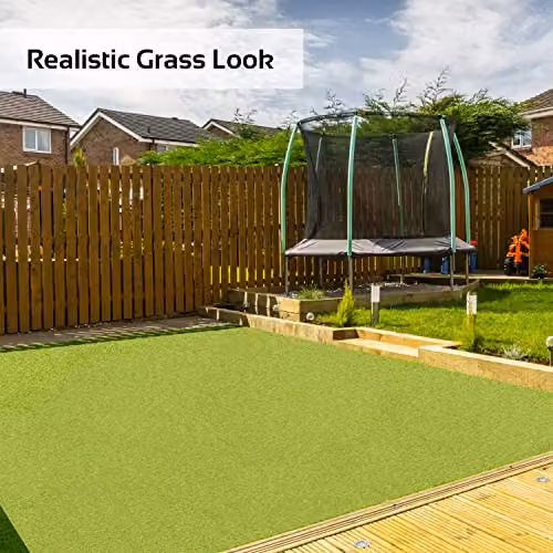 GardenKraft UV Resistant Artificial Grass Roll in Light Green, 15mm Pile Height, W: 1 m, L: 4 m – 4
