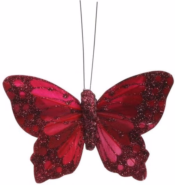 Kingsbury Gifts Pack of 12 Red Metal Hanging Butterfly Decorations