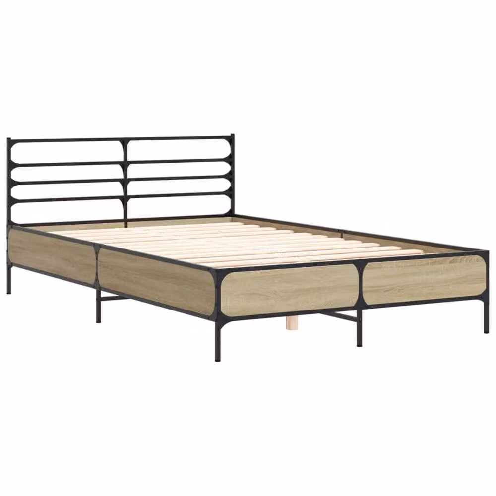 Berkfield Home Sonoma Oak Bed Frame in Brown W/D/H: 140 x 200 x 74 cm – 3