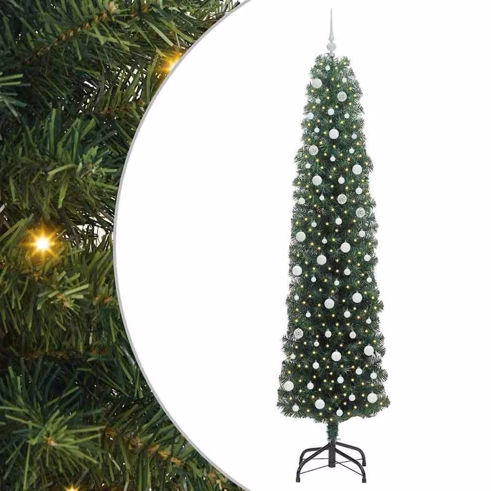 Berkfield Home Artificial Christmas Tree with 300 Warm White LEDs and Stand, Green – 3