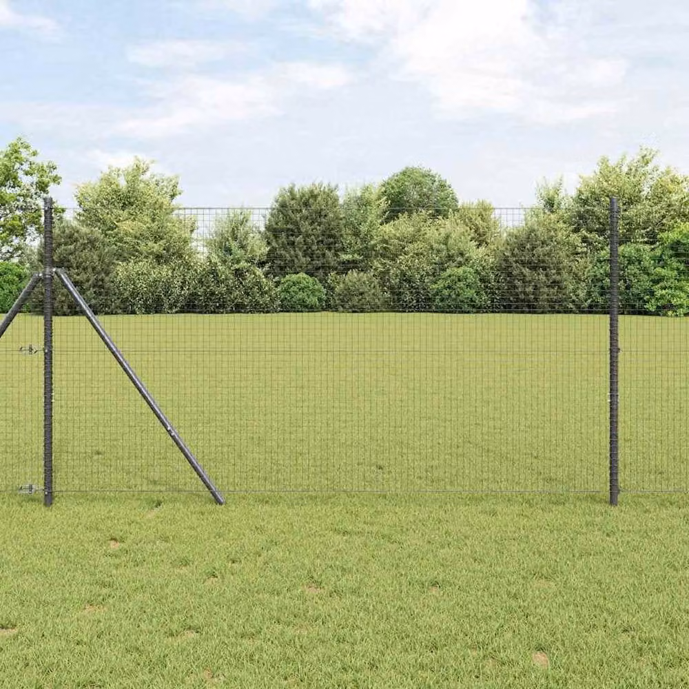 Berkfield Home Modern Welded Wire Fence, Grey PVC-Coated Steel, H: 140 cm x W: 10 m – 2
