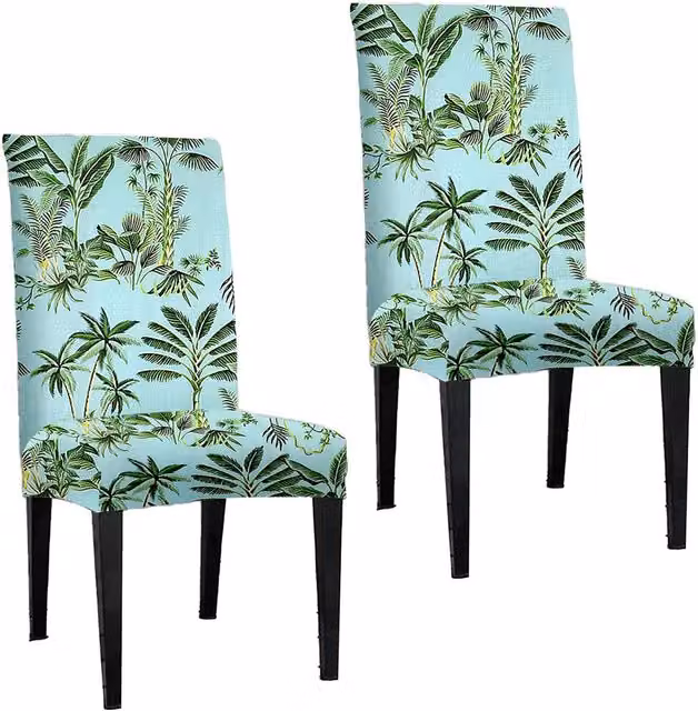 Roseley Floral Pattern 20/2 Stretch Dining Chair Covers in Blue and Turquoise