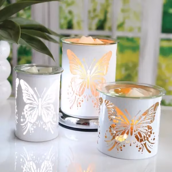 Aroma Home Butterfly Tealight Wax Melt Burner in White and Gold, Diameter: 10.5 cm – 2