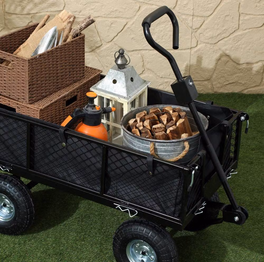 STILVORA Garden Trolley with Removable Sides, 114L, Black – 7