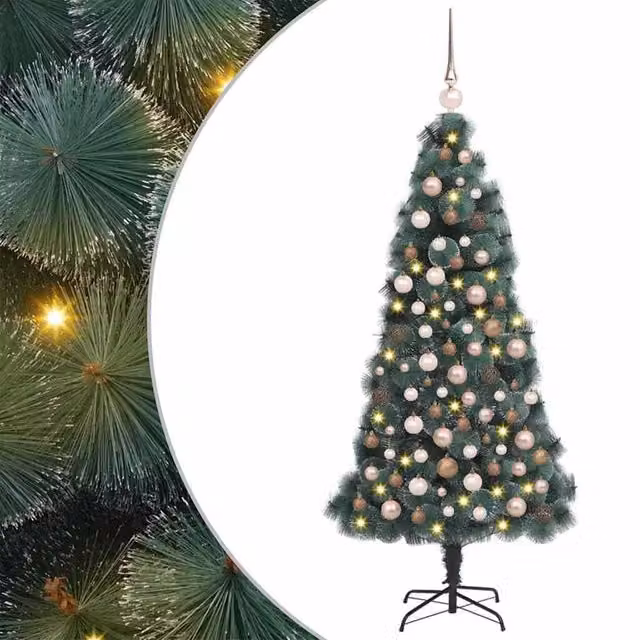 Berkfield Home Pre-lit Artificial Christmas Tree with Ball Set, Green, Height: 180 cm