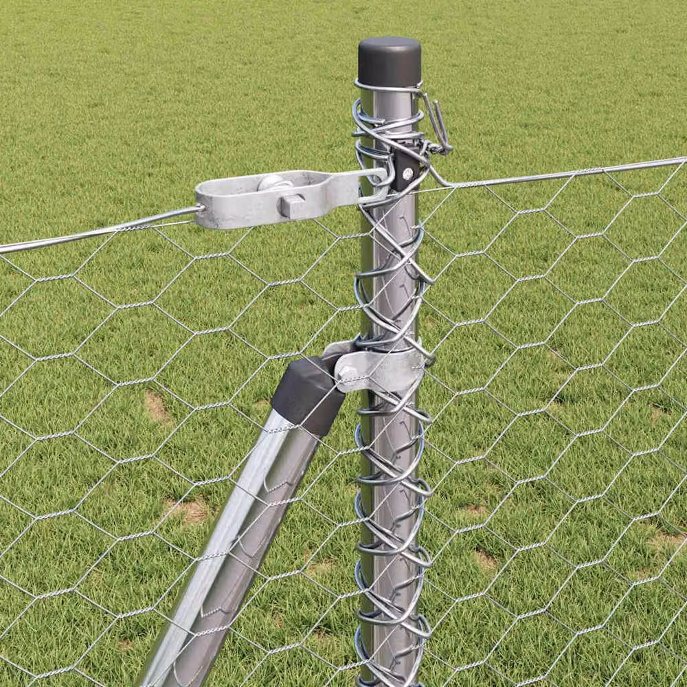 Berkfield Home Hexagon Fence in Silver Galvanised Steel, W: 0.8 m, L: 25 m – 3