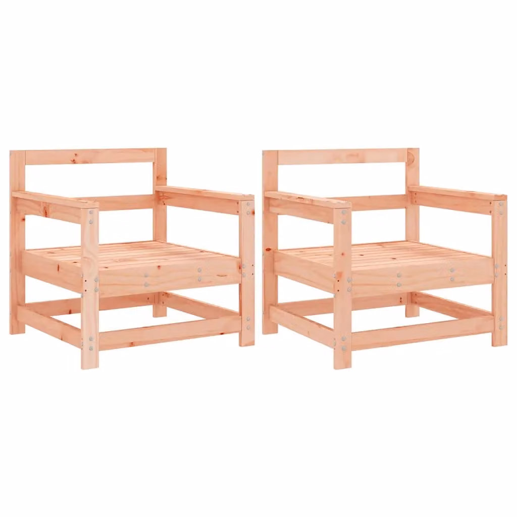 Berkfield Home Set of 2 Rustic Brown Solid Wood Garden Chairs with Armrests