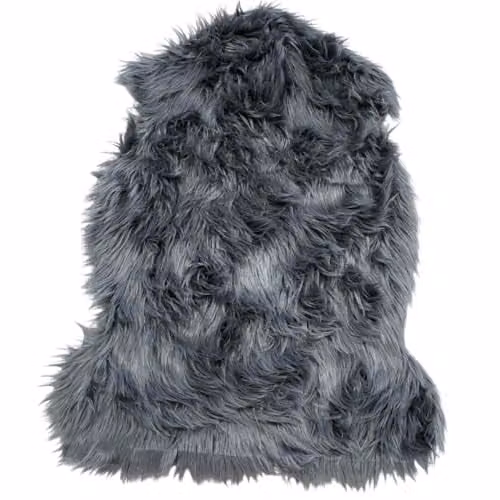 Kampala Hill Faux Rabbit Fur Area Rug in Grey, W/D/H: 60 x 90 x 1 cm