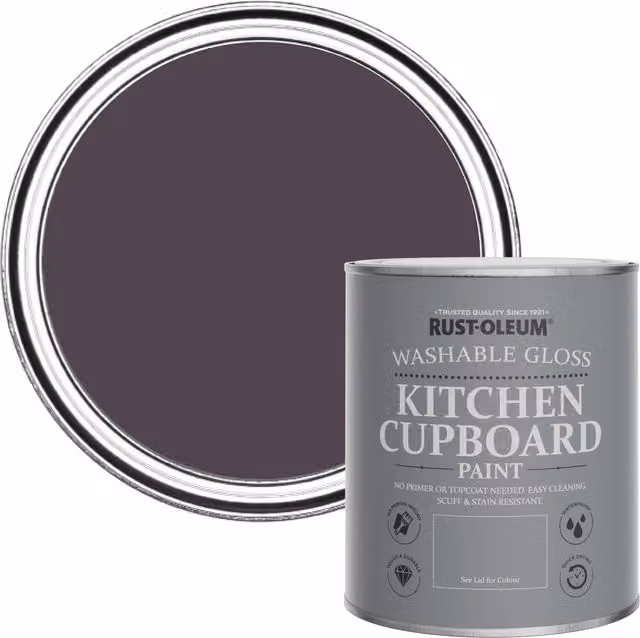 Rust-Oleum Kitchen Cupboard Paint in Gloss Finish, Purple, 0.75 l