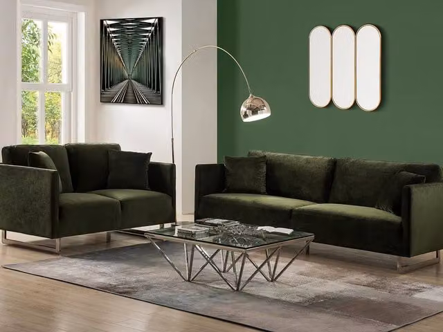 Vente-unique OMBRAGE Large Art Deco Arch Floor Lamp in Gold with Metal and Marble, Height: 180 cm