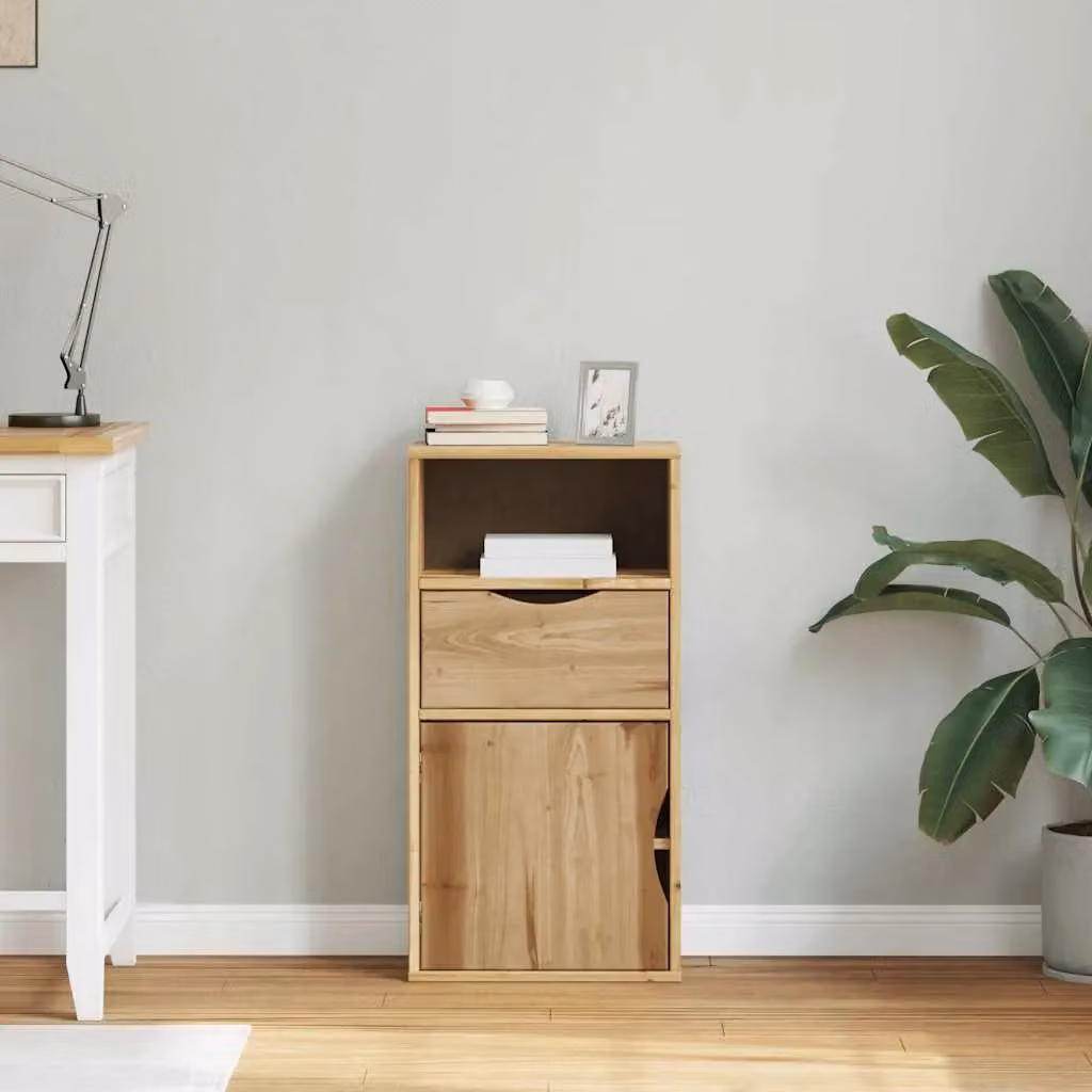 Berkfield Home ODDA Side Cabinet with Drawer in Brown Solid Pine Wood, W/D/H: 40 x 24 x 79 cm – 3