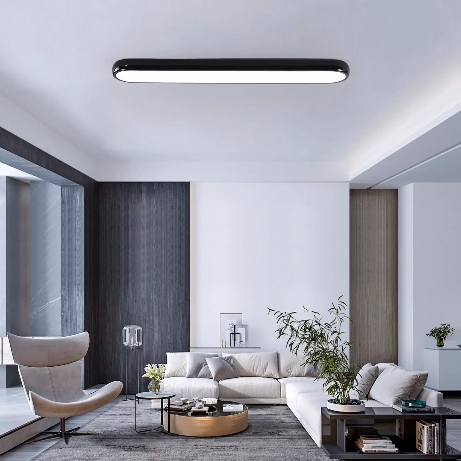 Garwarm Dimmable LED Semi Flush Mount Ceiling Light with Remote Control in Black – 2