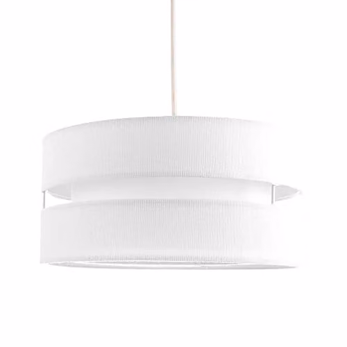 Happy Homewares White Linen Fabric Triple Tier Ceiling Pendant Light Shade, Diameter: 26 cm