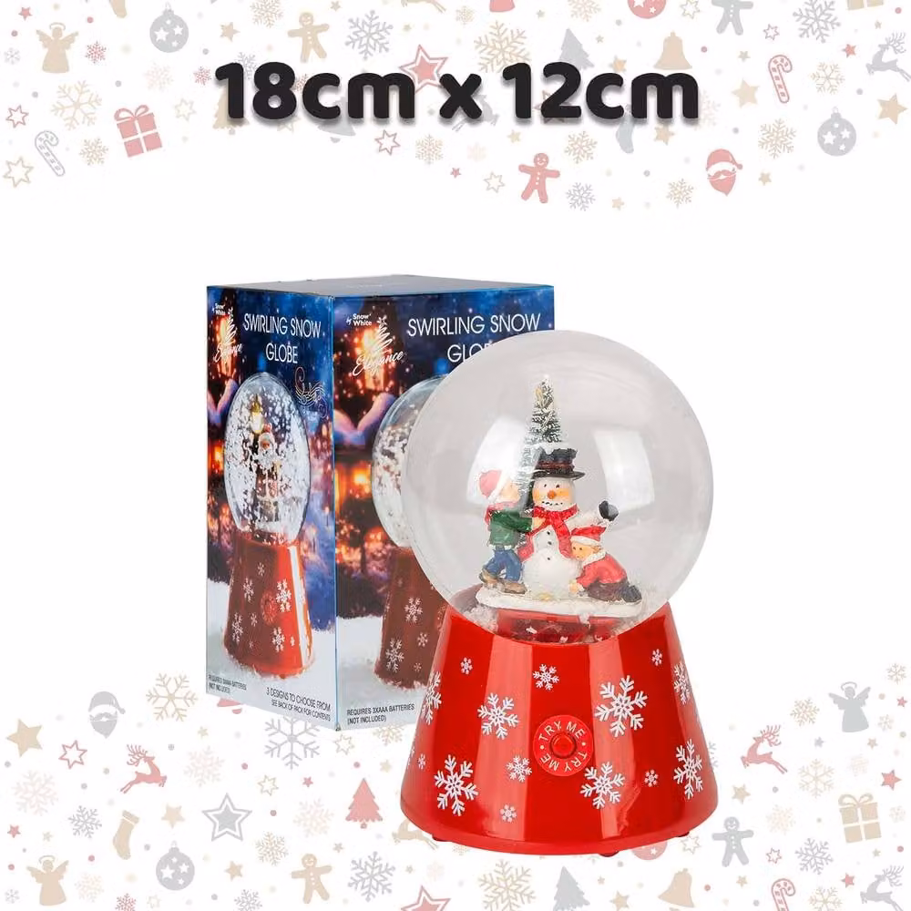 VFM e-Store Red Snowman Christmas Snow Globe with LED Light and Auto Snow, W/D/H: 12 x 12 x 18 cm – 2