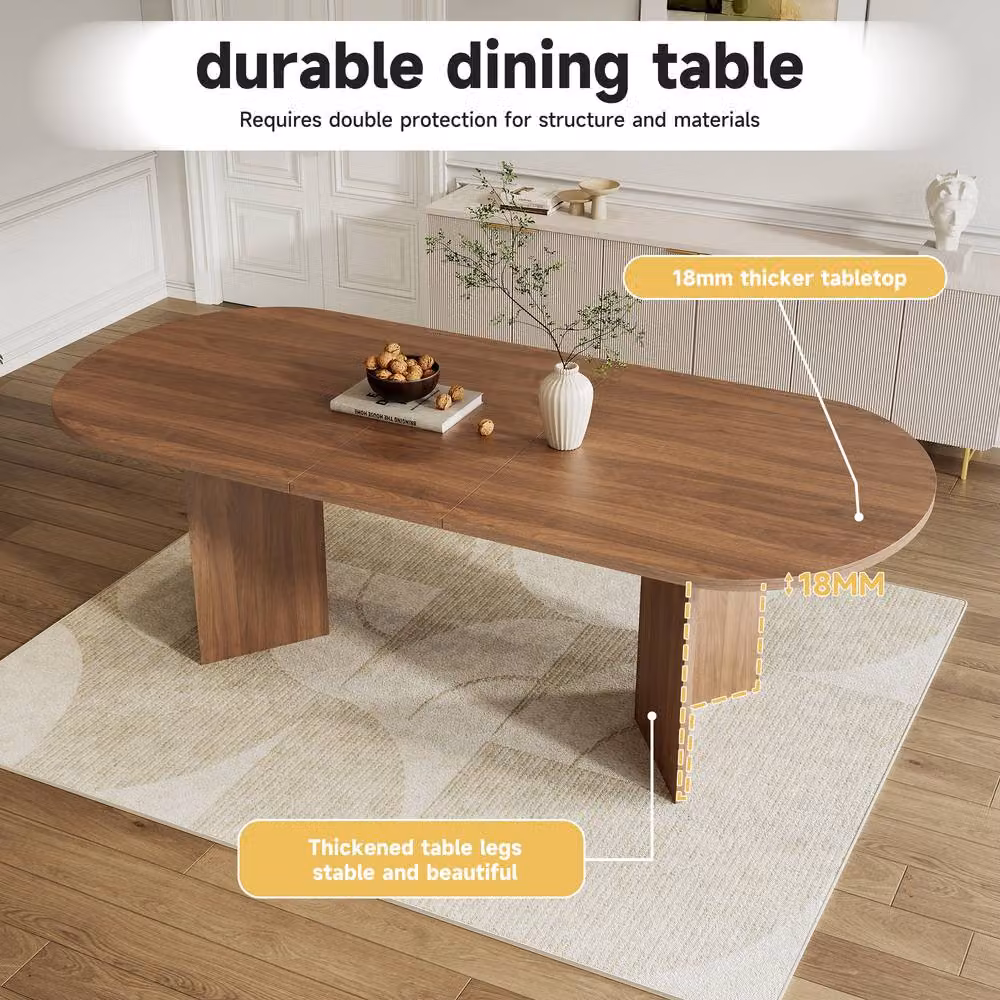 Matteo Extendable Oval Dining Table in Brown Walnut Effect with Rounded Corners – 4