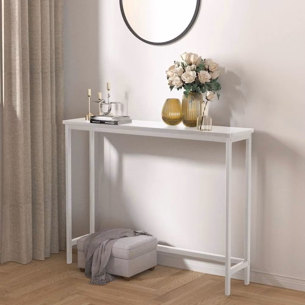 FORGEVIO Slim White Console Table for Hallways, W/D/H: 100 x 24 x 75 cm – 2