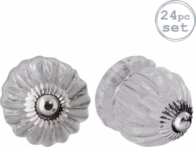Nicola Spring Polished Transparent Glass Cabinet Knobs with Threaded Stem, Pack of 24