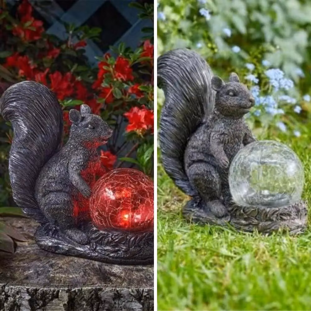 Marco Paul Solar Squirrel Garden Ornament with Multicolour Colour Changing Crackle Ball – 4