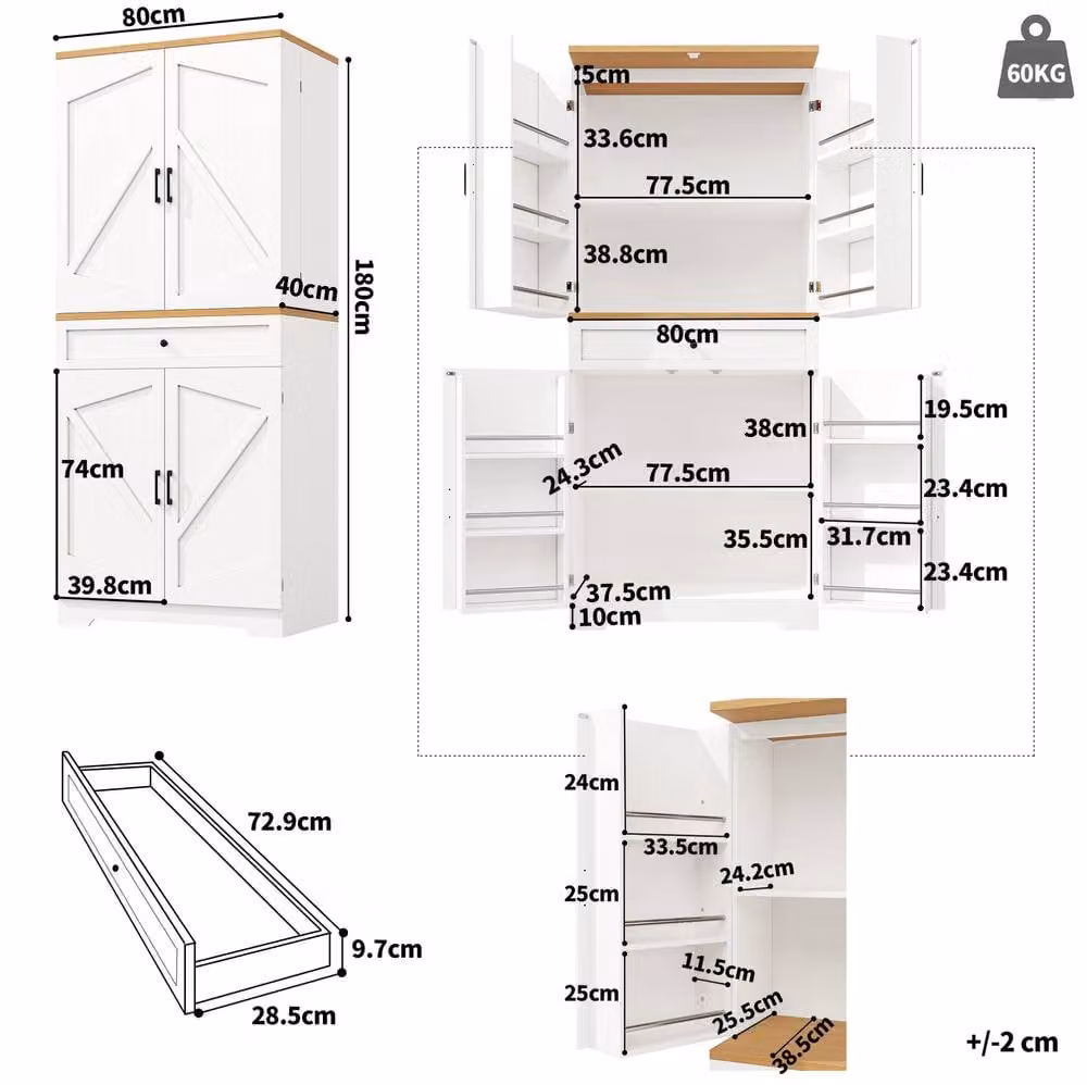 STILVORA White Modern Matt Kitchen Base Unit with Hinged Doors, Drawers and Internal Shelves – 2