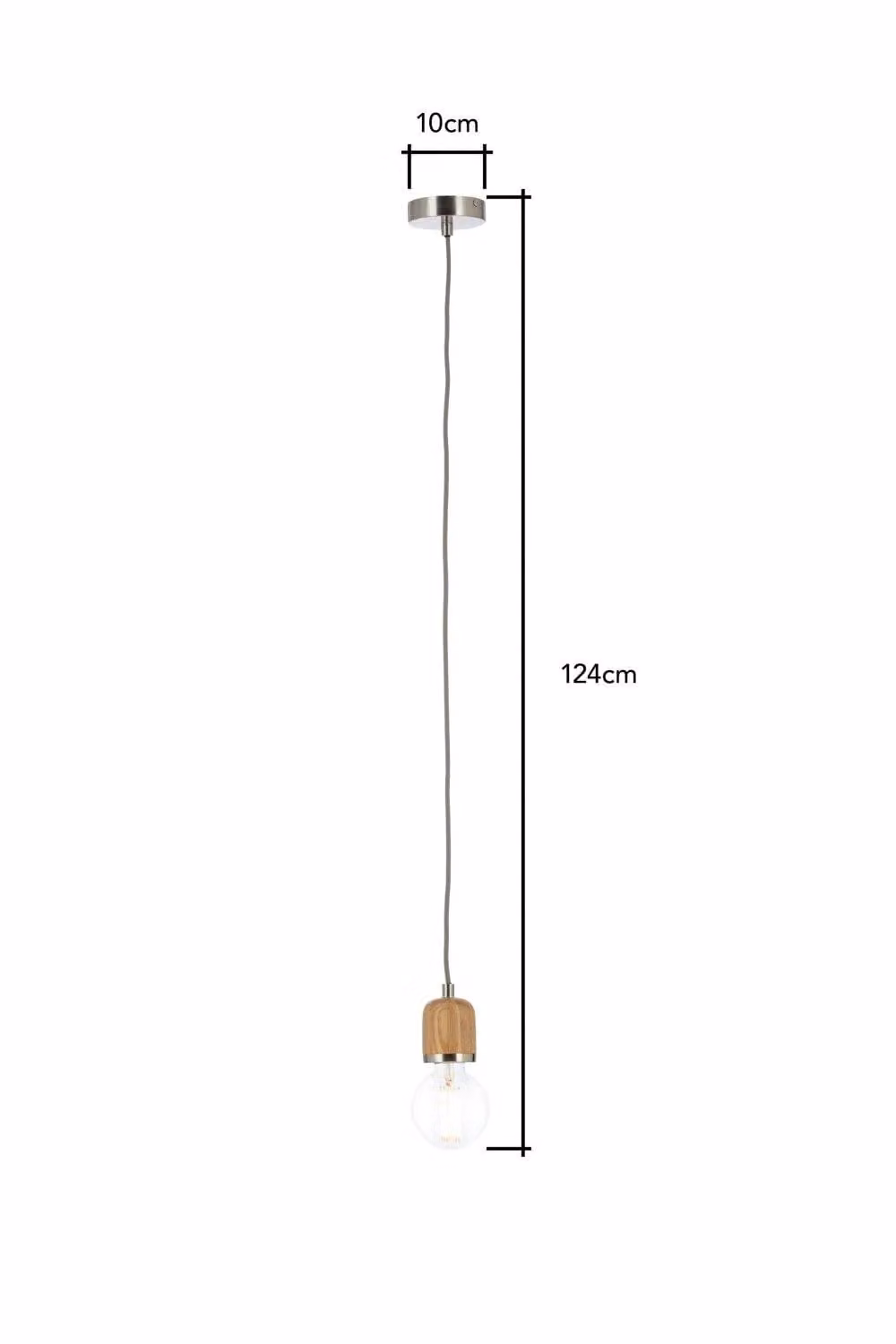 BHS Lighting Seth Modern Suspended Pendant Ceiling Light in Silver and Wood – 3