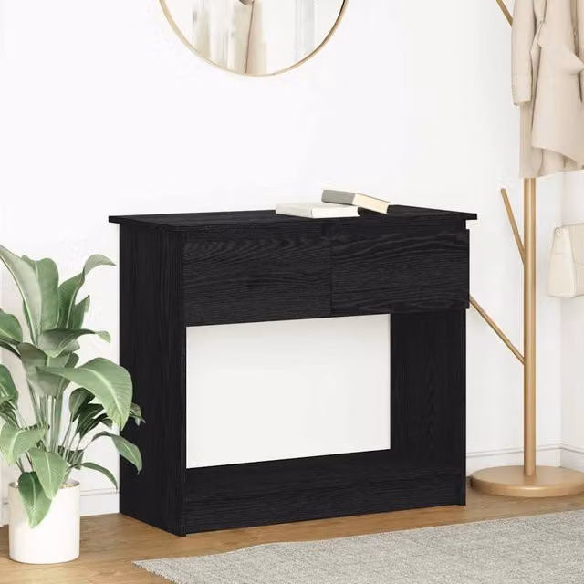 Berkfield Home Modern Black Console Table with Drawers W: 85.5 cm, D: 38.5 cm, H: 74.5 cm