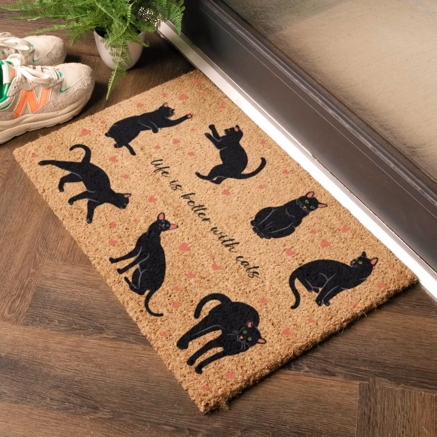 Artsy Mats Life Is Better With Cats Doormat, Brown, W: 60 cm, D: 40 cm – 2