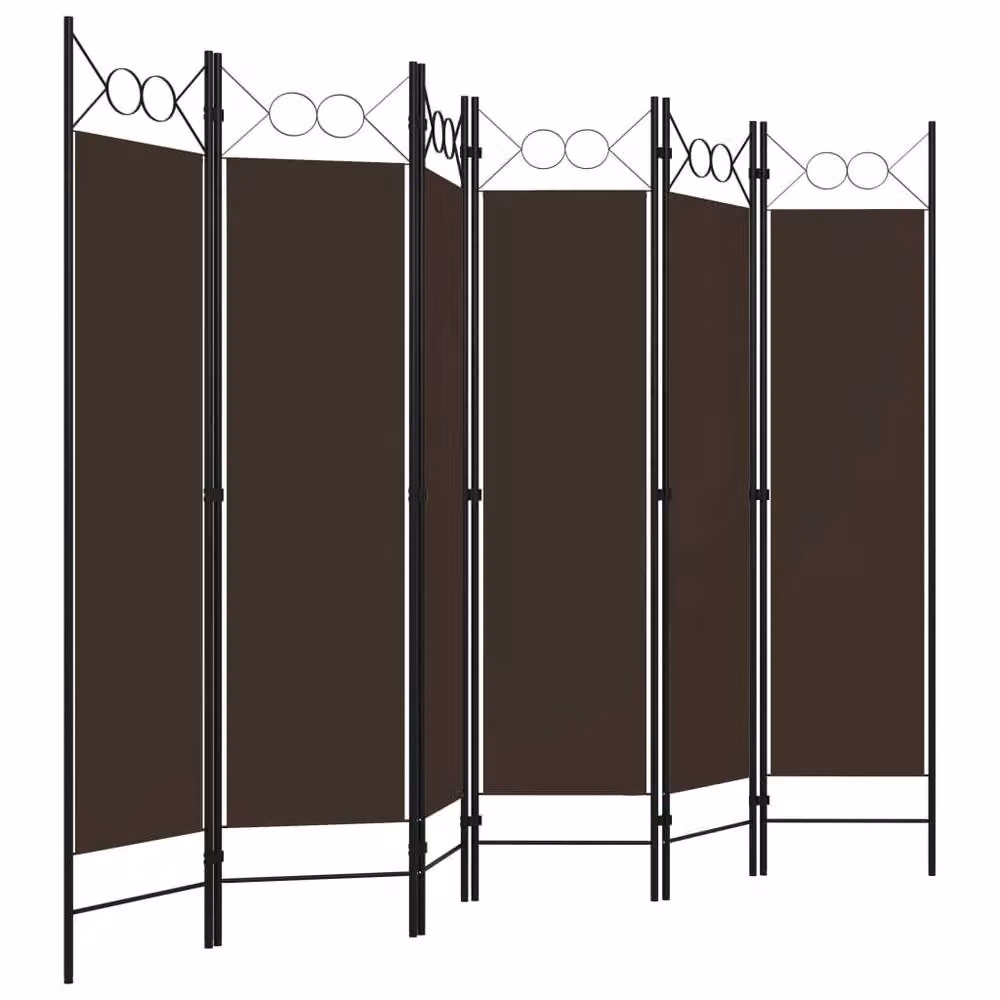 Berkfield Home 6-Panel Room Divider, Brown, W: 240 cm, H: 180 cm – 2