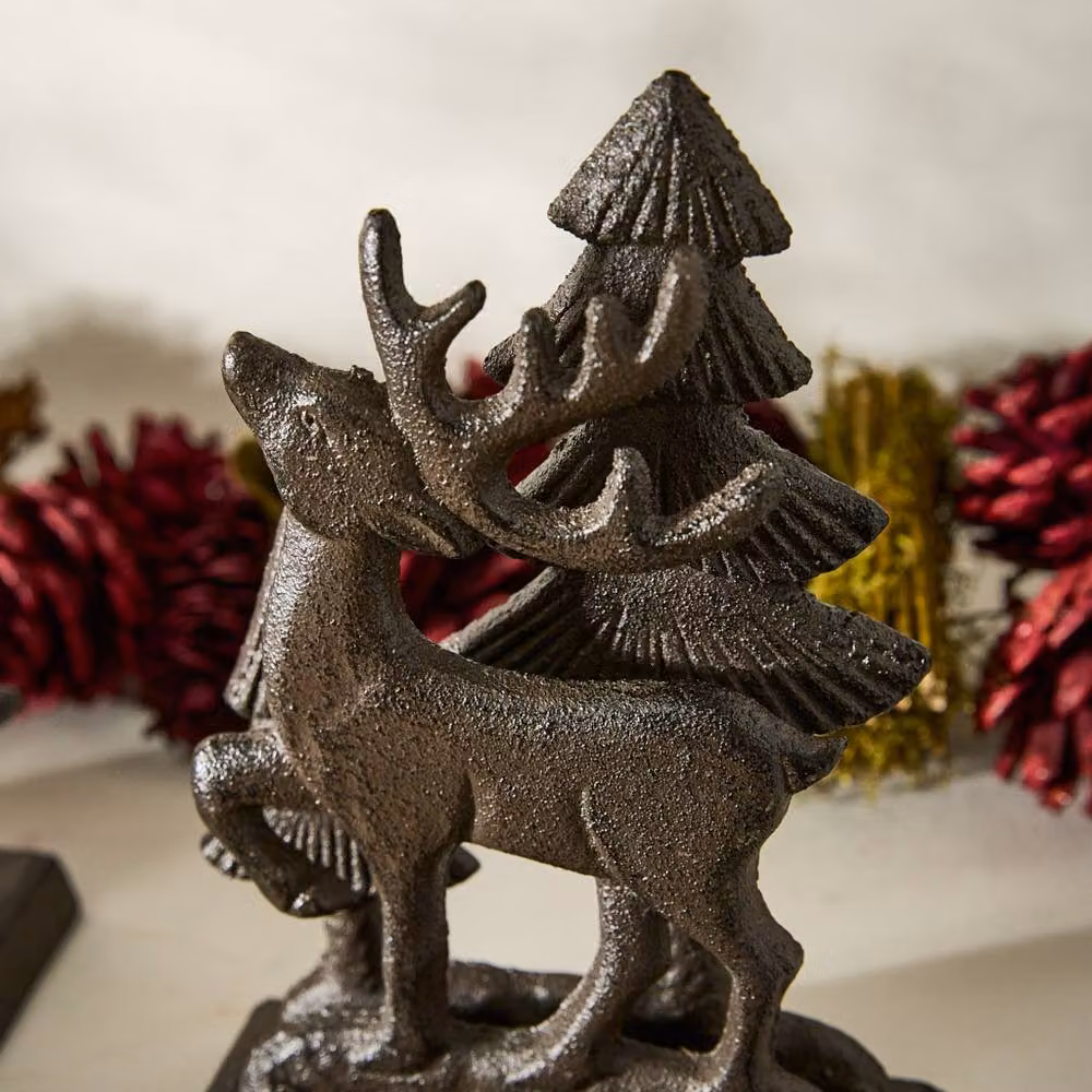 Dibor 3D Reindeer Decorative Christmas Stocking Holder in Brown Metal – 3