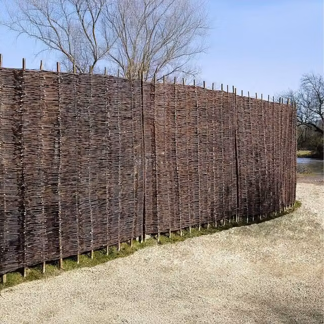 Primrose Premium Woven Willow Hurdle Fence Panel, Brown, Height: 90 cm