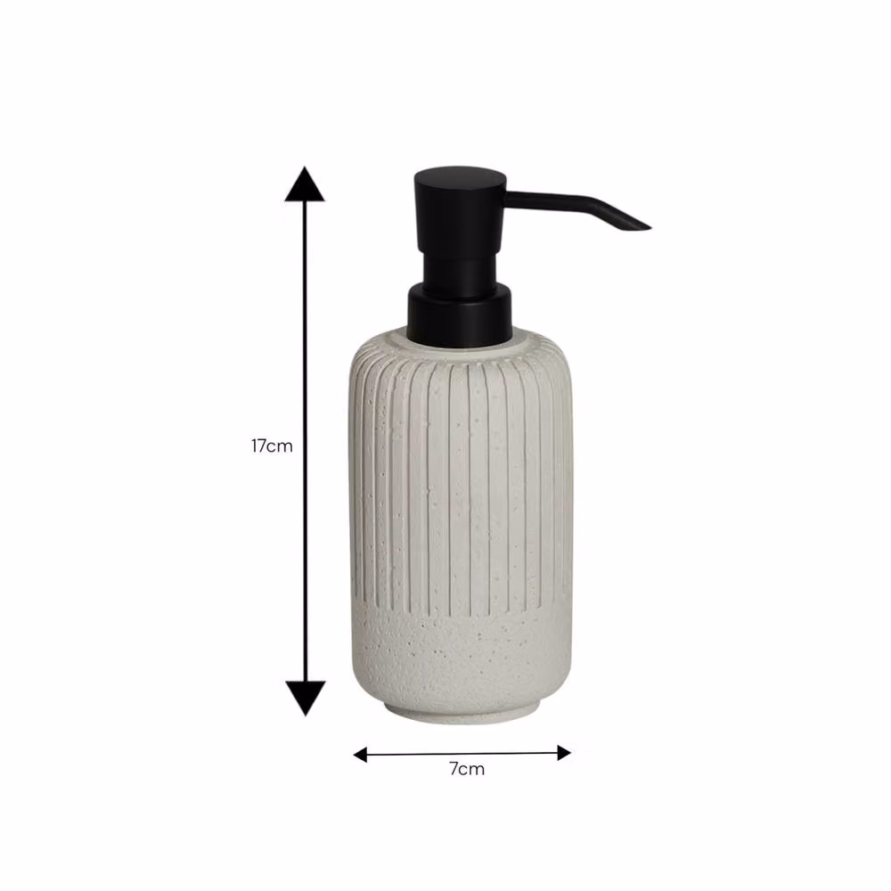 Showerdrape Alexandria 2 Piece Bathroom Accessory Set with Soap Dispenser and Tumbler in Stone and Black – 3