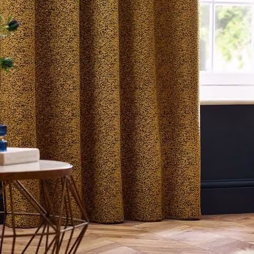 Paoletti Galaxy Gold Velvet Chenille Eyelet Curtain Pair, W: 168 cm, H: 229 cm – 2