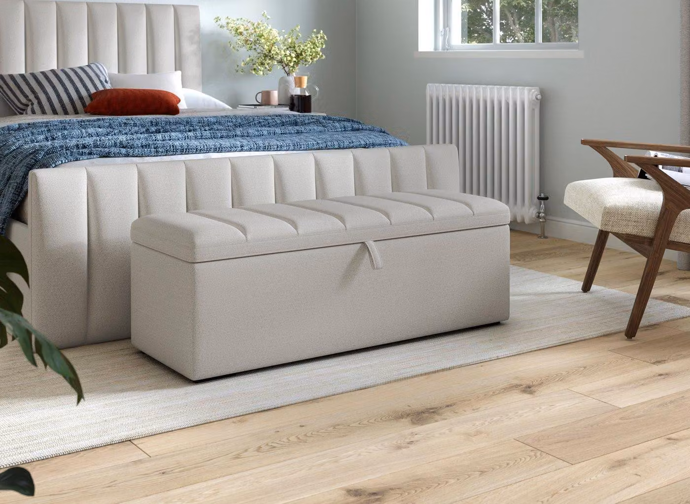 Dreams Davies Blanket Box in Beige Fabric