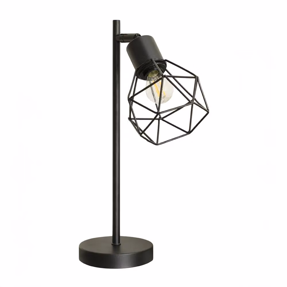 ValueLights Angus Adjustable Metal Geometric Basket Shade Table Lamp in Black and Gold/Brass – 2
