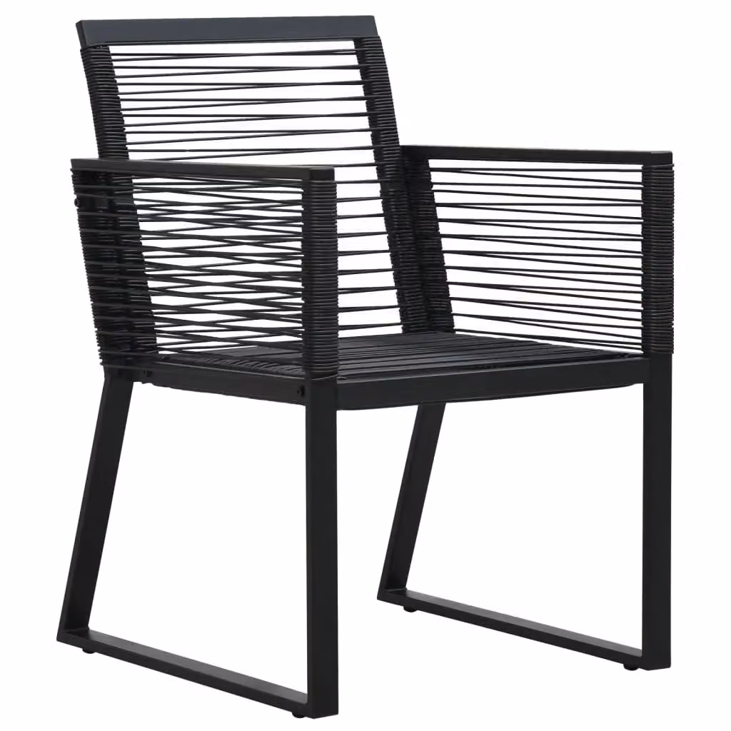 Berkfield Home 5 Piece Black PVC Rattan Garden Dining Set with Metal and Glass Details – 3