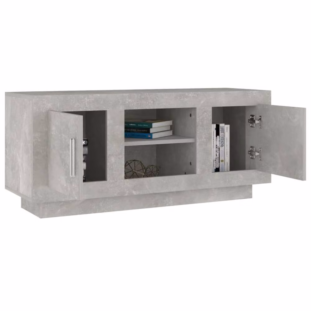 Berkfield Home Modern TV Cabinet in Concrete Grey, W/D/H: 102 x 35 x 45 cm – 2