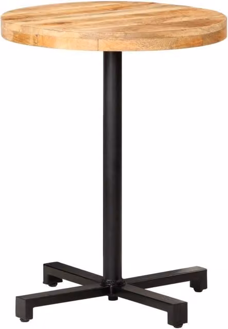 Berkfield Home Bistro Round Mango Wood Table in Brown and Black, W/D/H: 60 x 60 x 75 cm