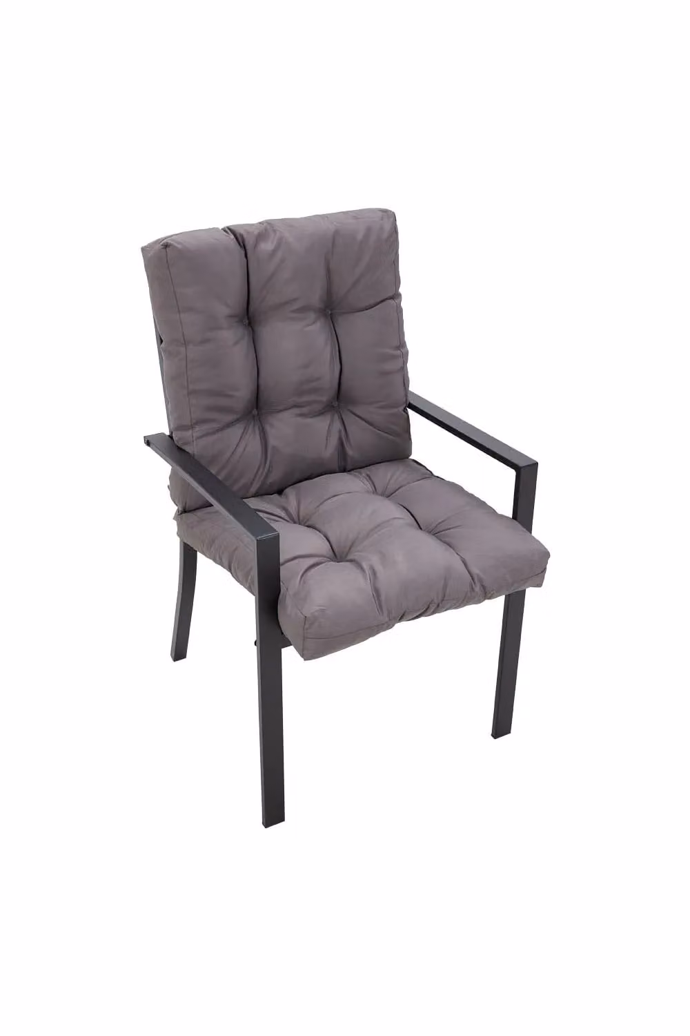 Living and Home Short Button Tufted Dining Chair Cushion in Grey, W: 106 cm, D: 53 cm – 3