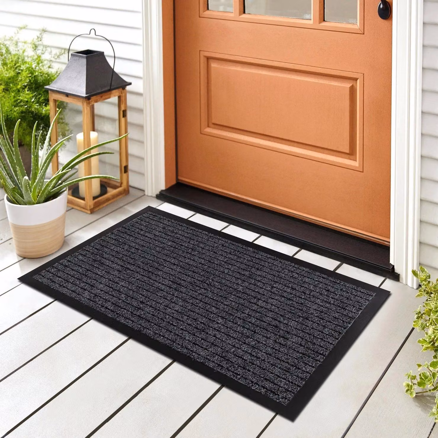 RugsX Dura 2868 Striped Doormat in Silver, W: 66 cm, D: 120 cm – 2