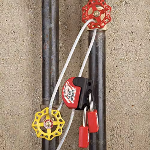Master Lock Four Padlock Lockout Hasp with Adjustable Cable, Red and Transparent – 3