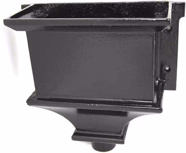 Hargreaves Premier Cast Iron Round Downpipe Hopper Head with Traditional Flanged Outlet, 65mm, Black