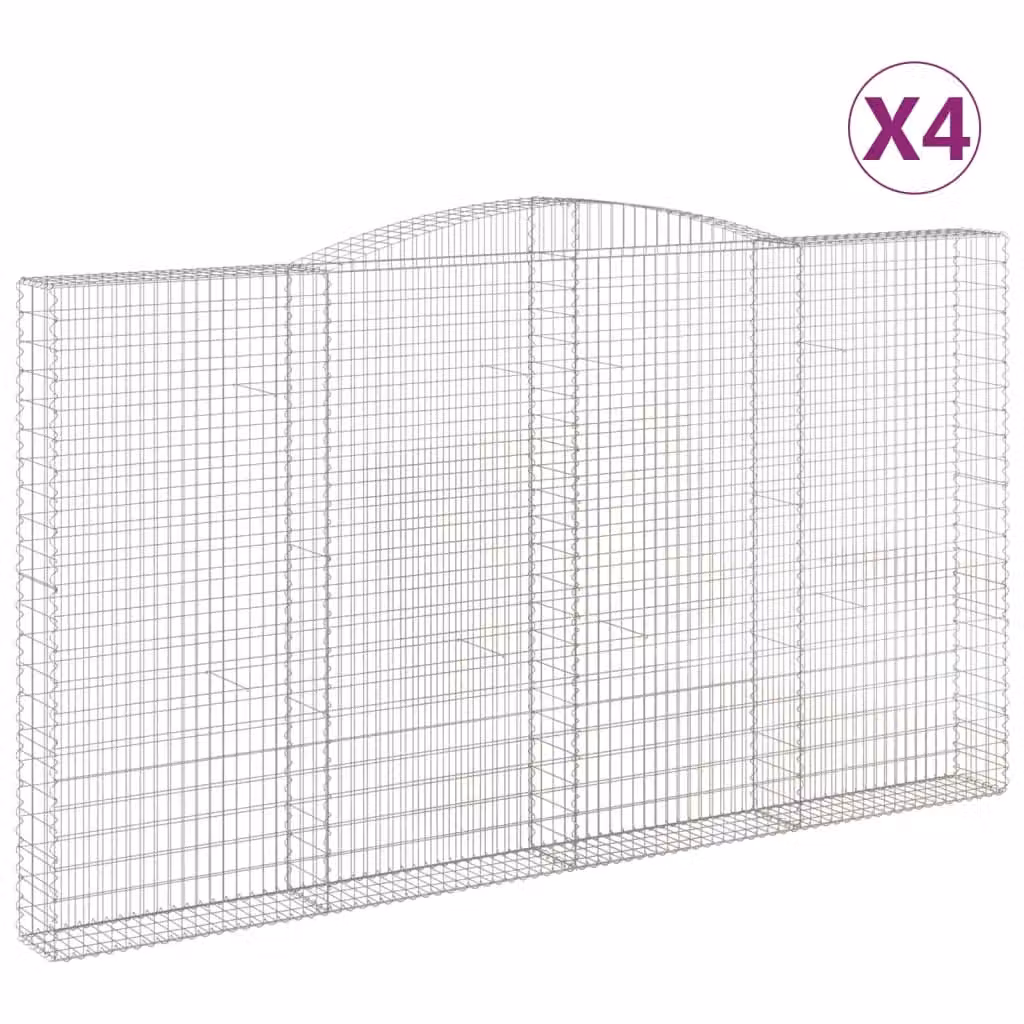 Berkfield Home Arched Gabion Baskets, 4 Piece Set, Silver Galvanised Steel, W: 400 cm, D: 30 cm, H: 220-240 cm – 2