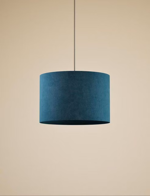 M&S Modern Petrol Blue Velvet Cylinder Lamp Shade