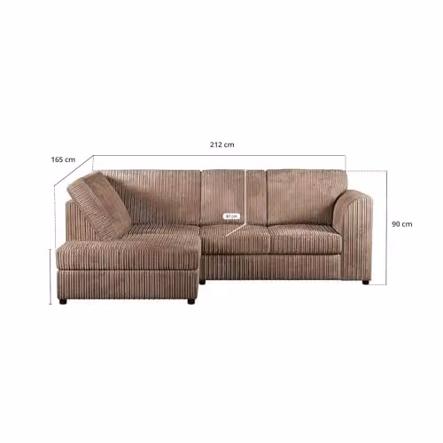 SOFASELECTION UK 4 Seater Left Hand Facing Corner Sofa in Beige Jumbo Cord with Solid Wood Frame – 3