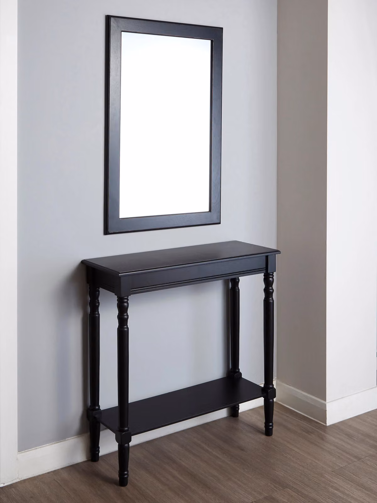 Orsina Rectangular Pine Wood Console Table in Black, W/D/H: 80 x 30 x 80 cm – 4