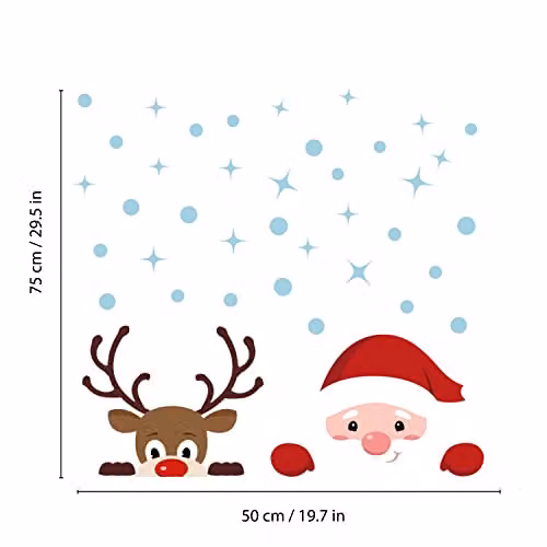 WALPLUS Christmas Window Stickers, 38 Piece Reusable Double-Sided Decals for Glass Windows in Multicolour – 4