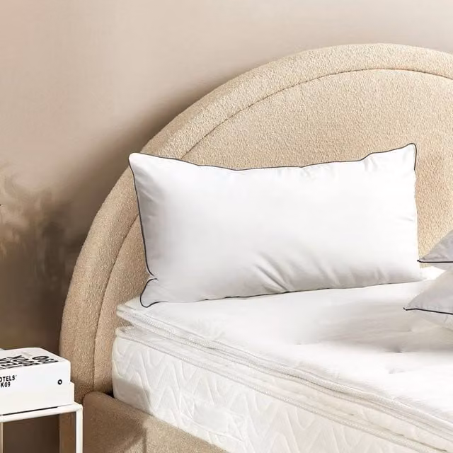 Wyld Haus Japara White Cotton Allergy Friendly Rectangular Microfibre Bed Pillow W/D/H: 80 x 40 cm